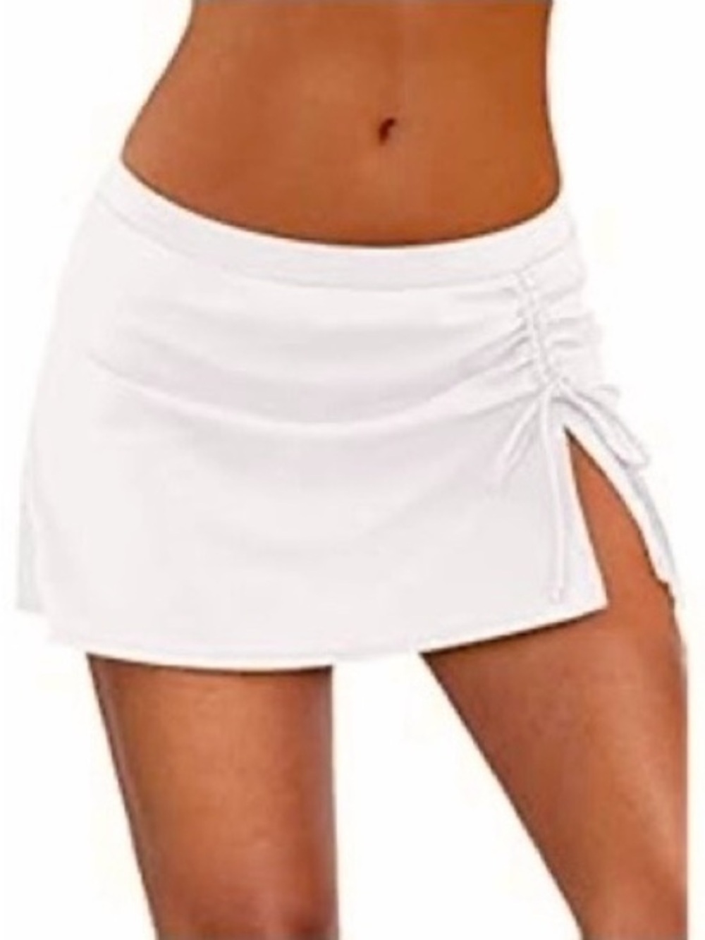 White Ruched Side Swim Skirt!